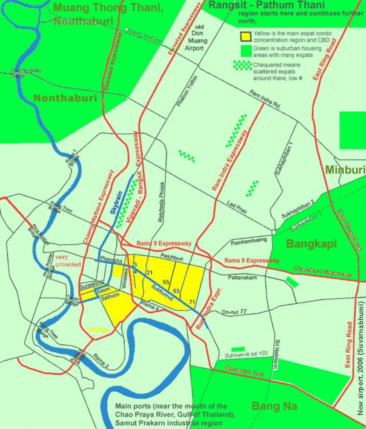 бангкок во центарот на градот област на мапата