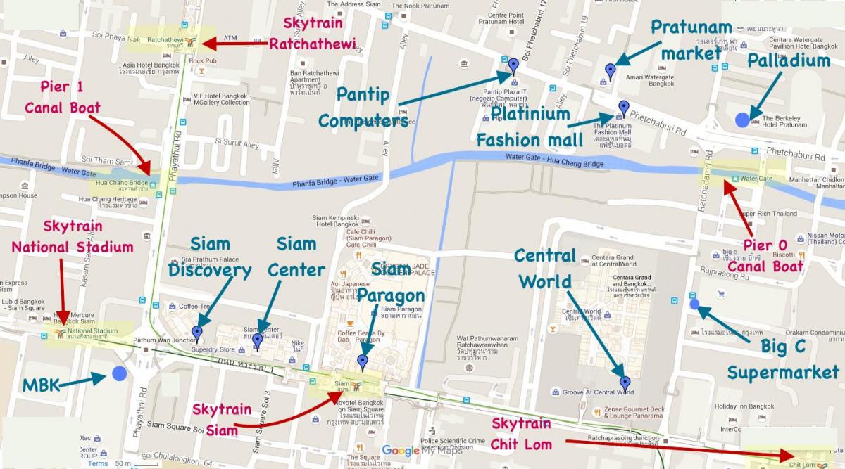 карта на бангкок пазари