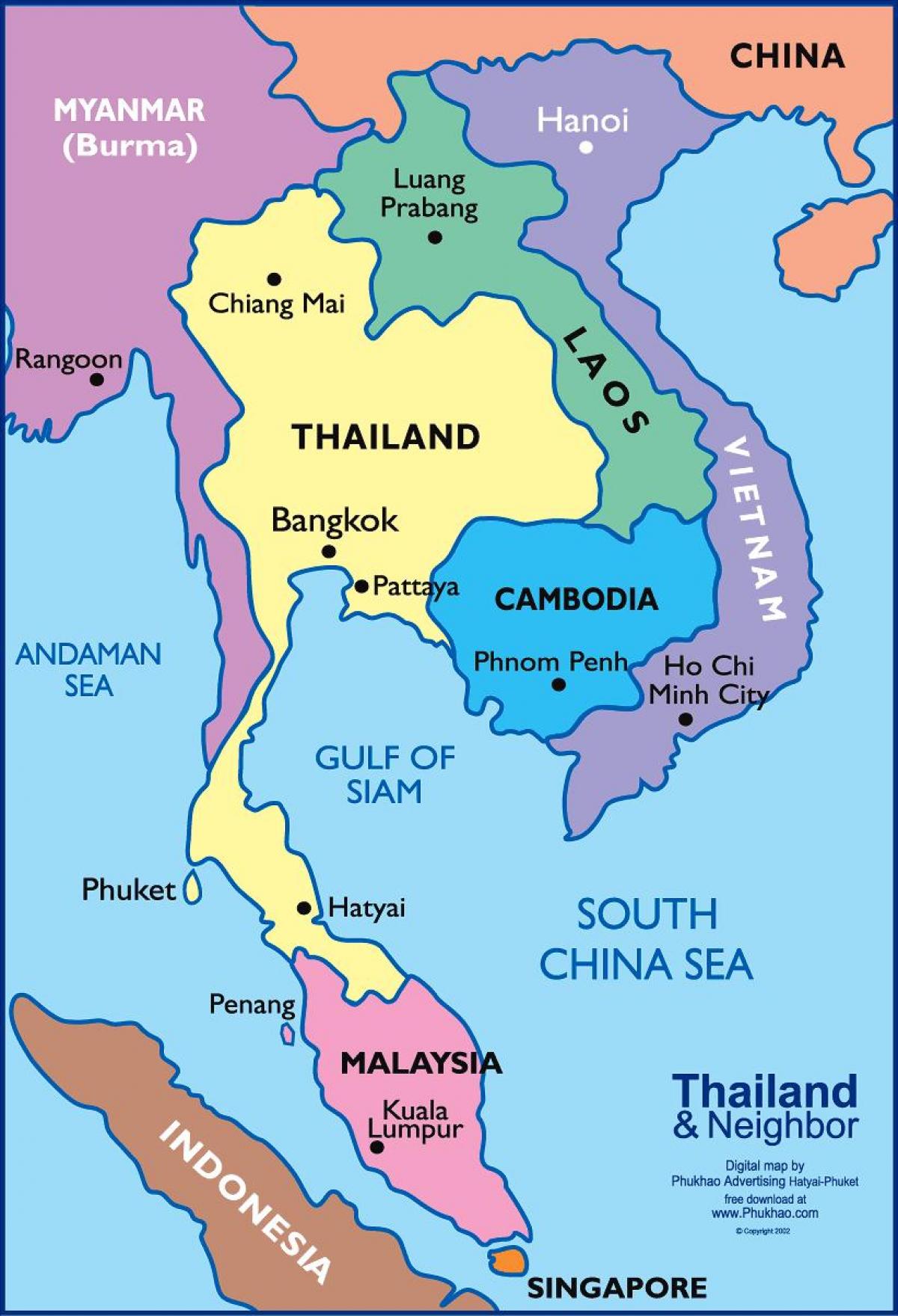 бангкок тајландски мапа