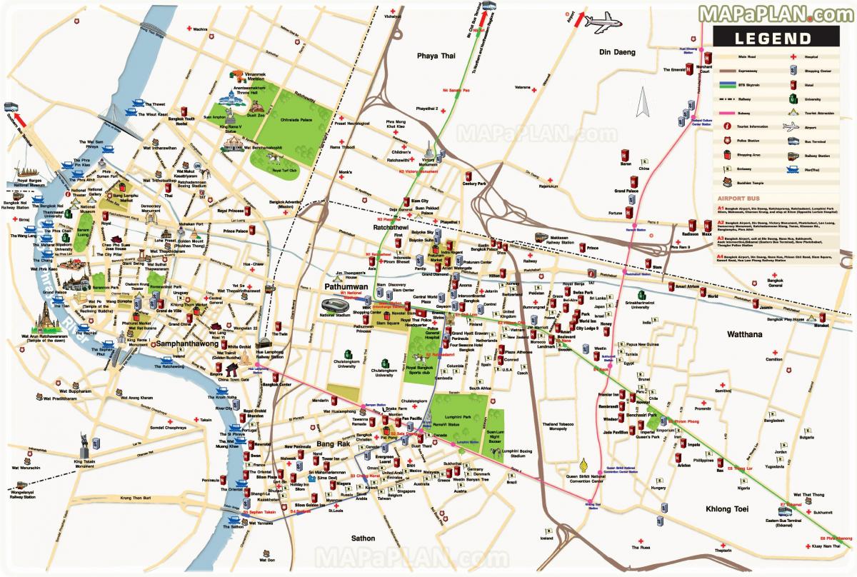 бангкок главните атракции на мапата