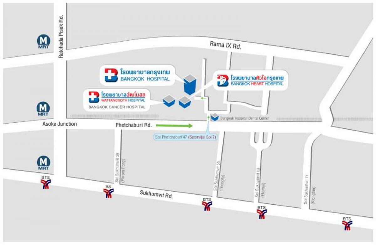 карта на бангкок болница
