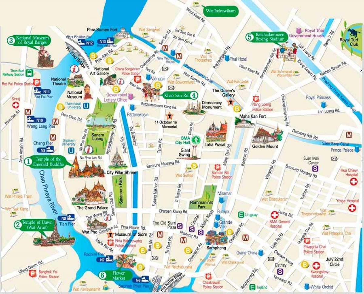 бангкок места за посета во мапата