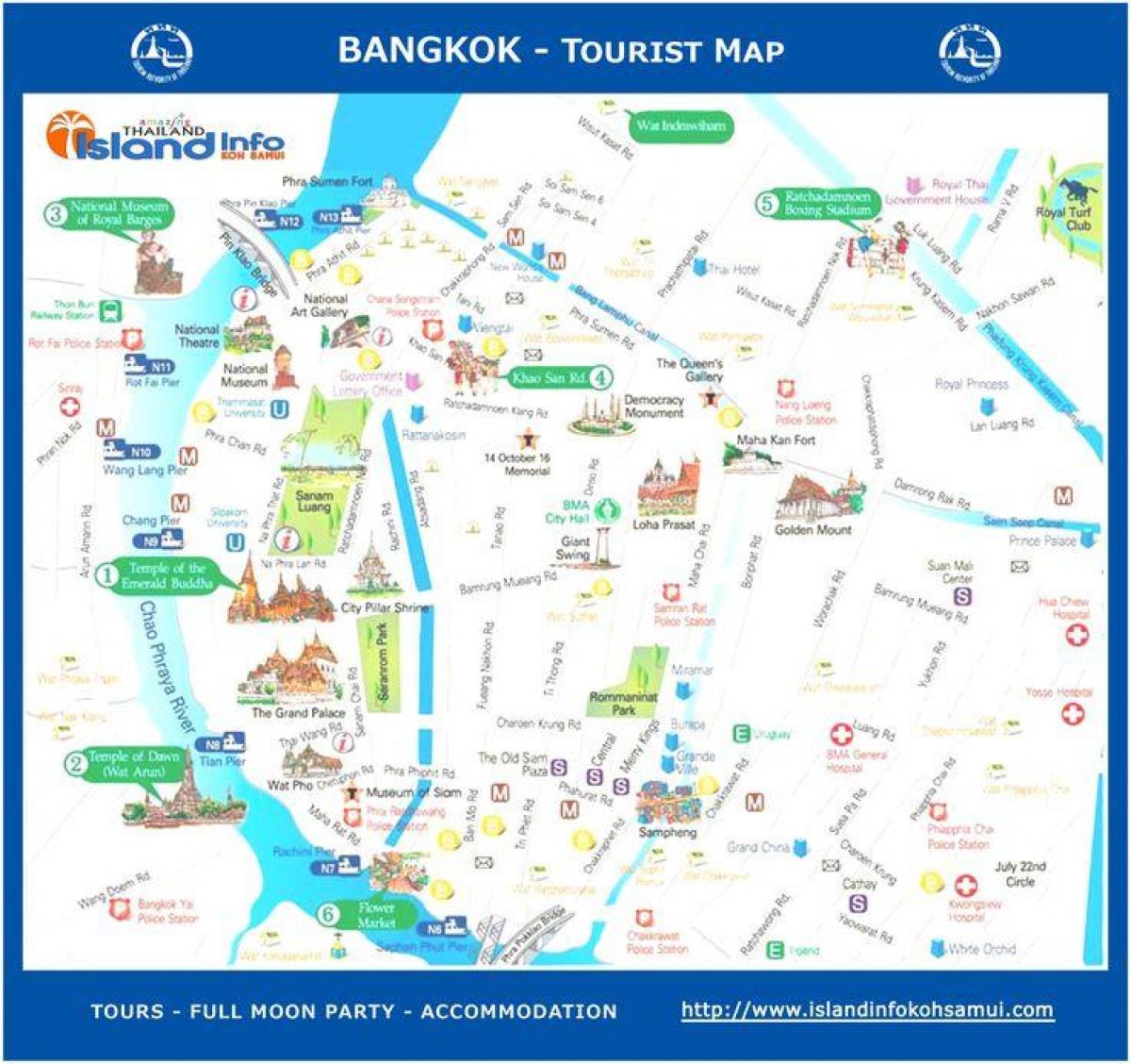 бангкок, тајланд туристичка мапа
