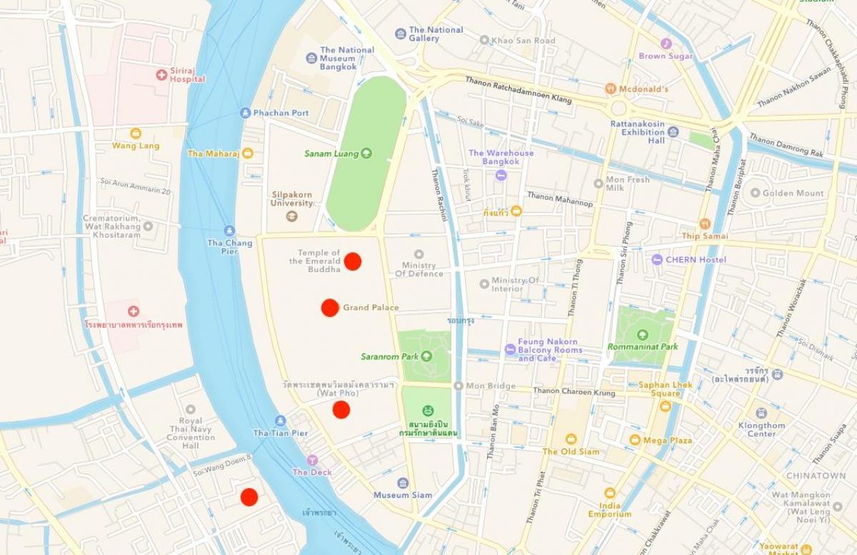 карта на храмови во бангкок