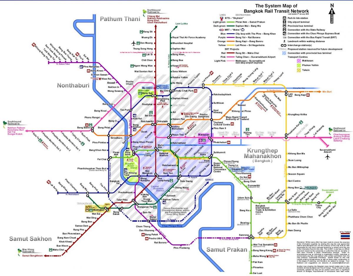 бангкок метрото мапата 2016 година