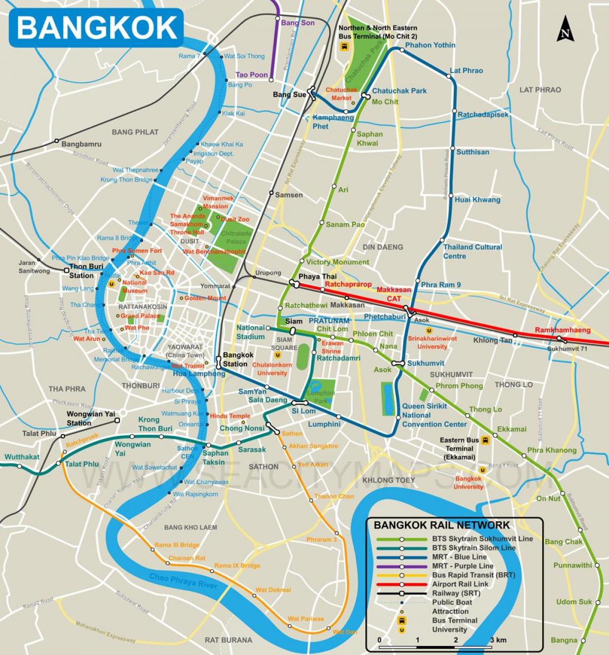 карта на бангкок центарот на градот