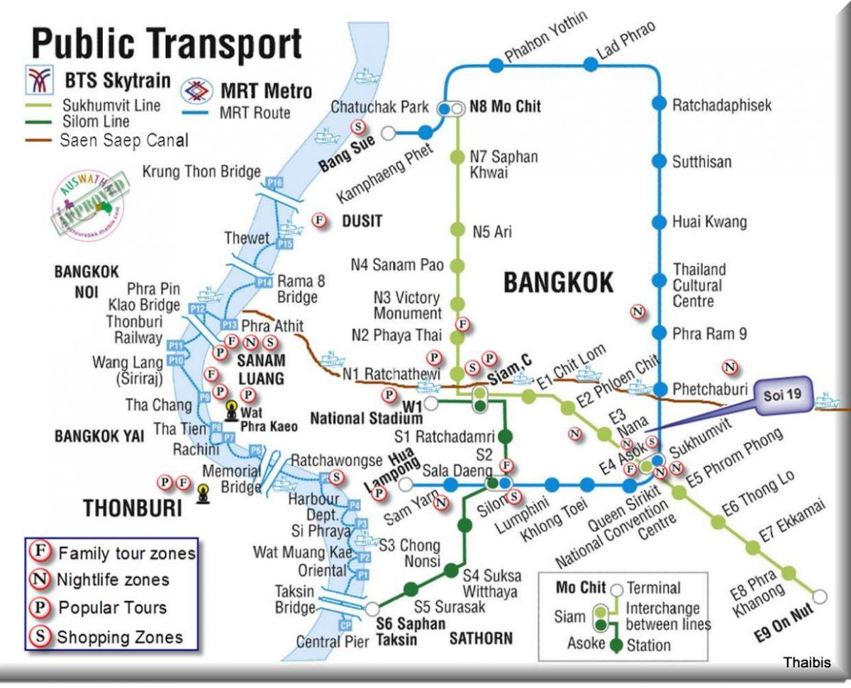 јавниот транспорт бангкок мапа