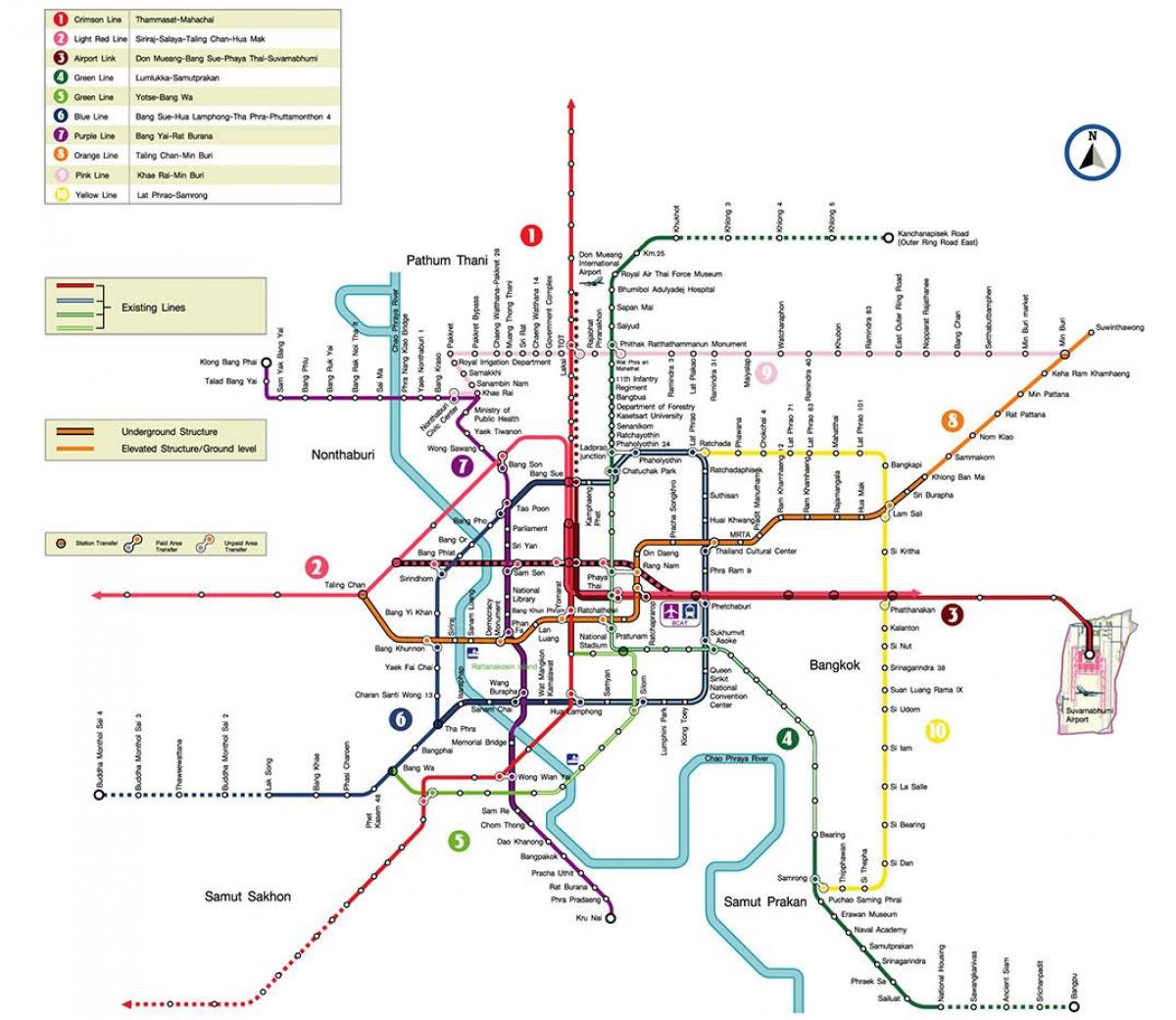 бангкок метро станица на мапа