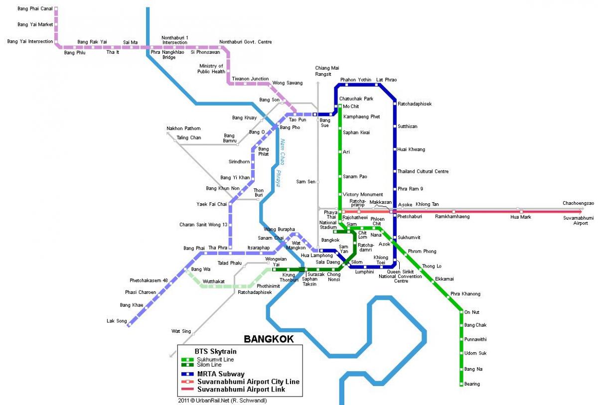 метрото мапата бангкок, тајланд