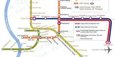 Бангкок skytrain маршрутата на мапата