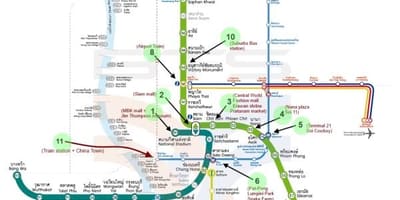 Карта на бангкок bts мапата со атракции