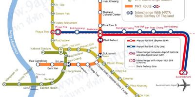 Бангкок skytrain маршрутата на мапата